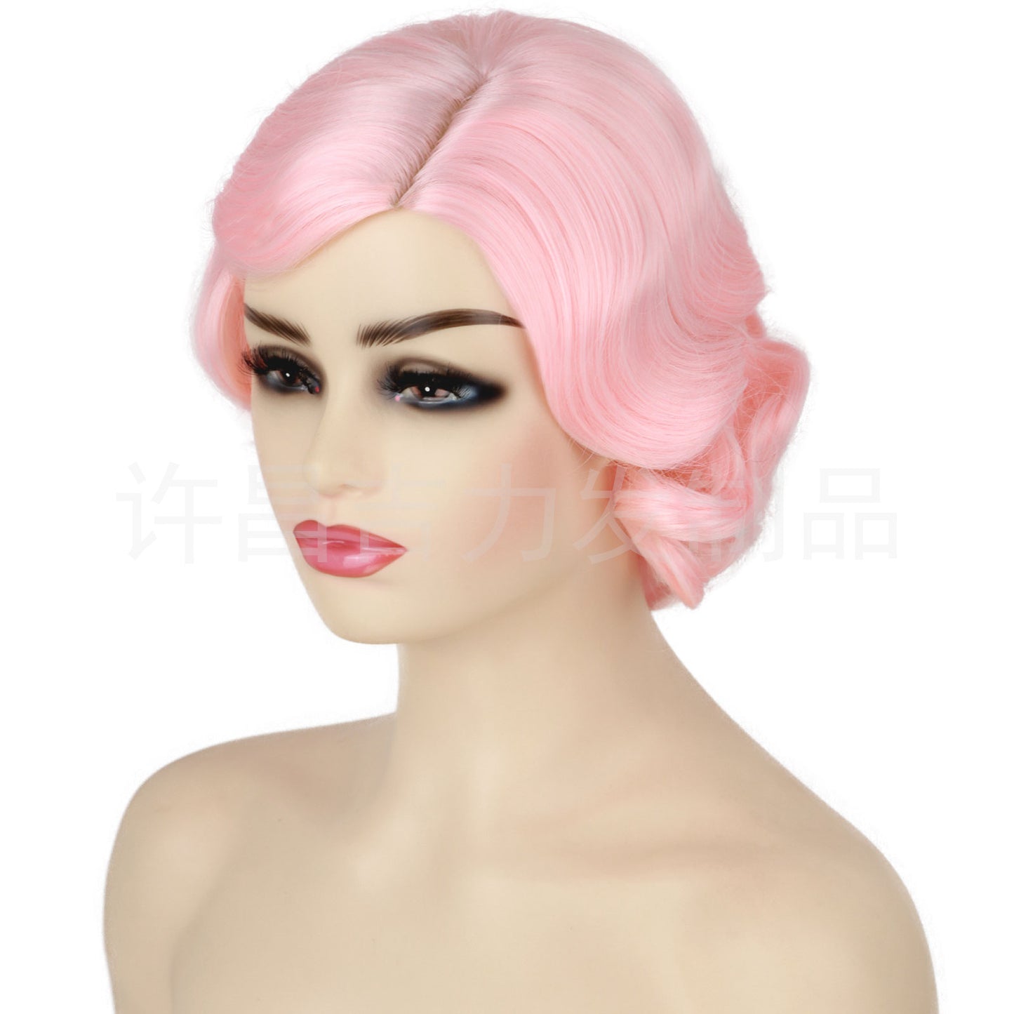 Vintage Hand Push Water Ripple Simulation Stage Wig Short Curly Hair