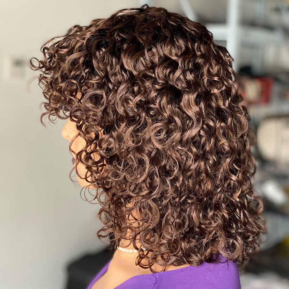 Human Wigs Mechanism Curved Short Curly Real Hair Wig