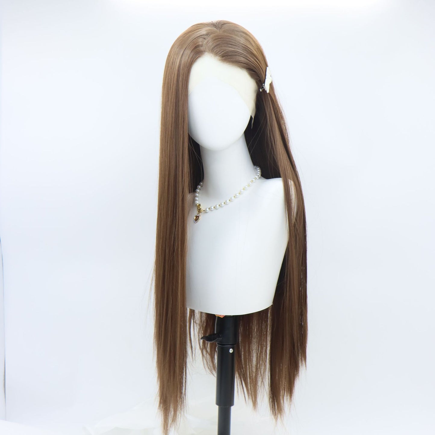 Full Top Head Cover Fiber Hand-woven Natural Long Straight Wig