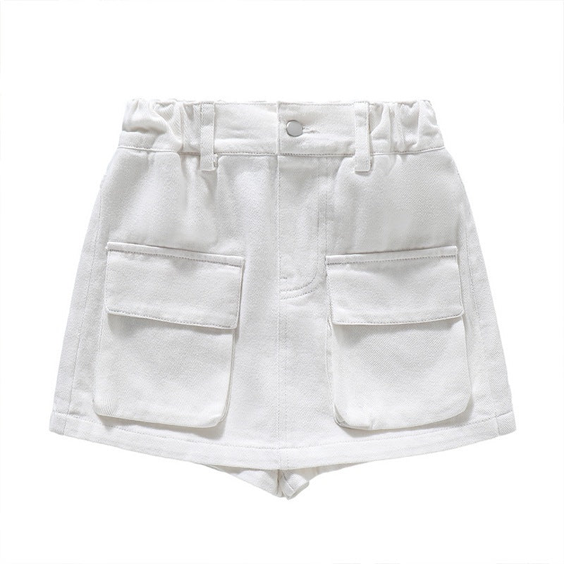 Children's Clothing Denim Skirted Leggings Summer High Waist Double Pocket Slimming Children's Suit