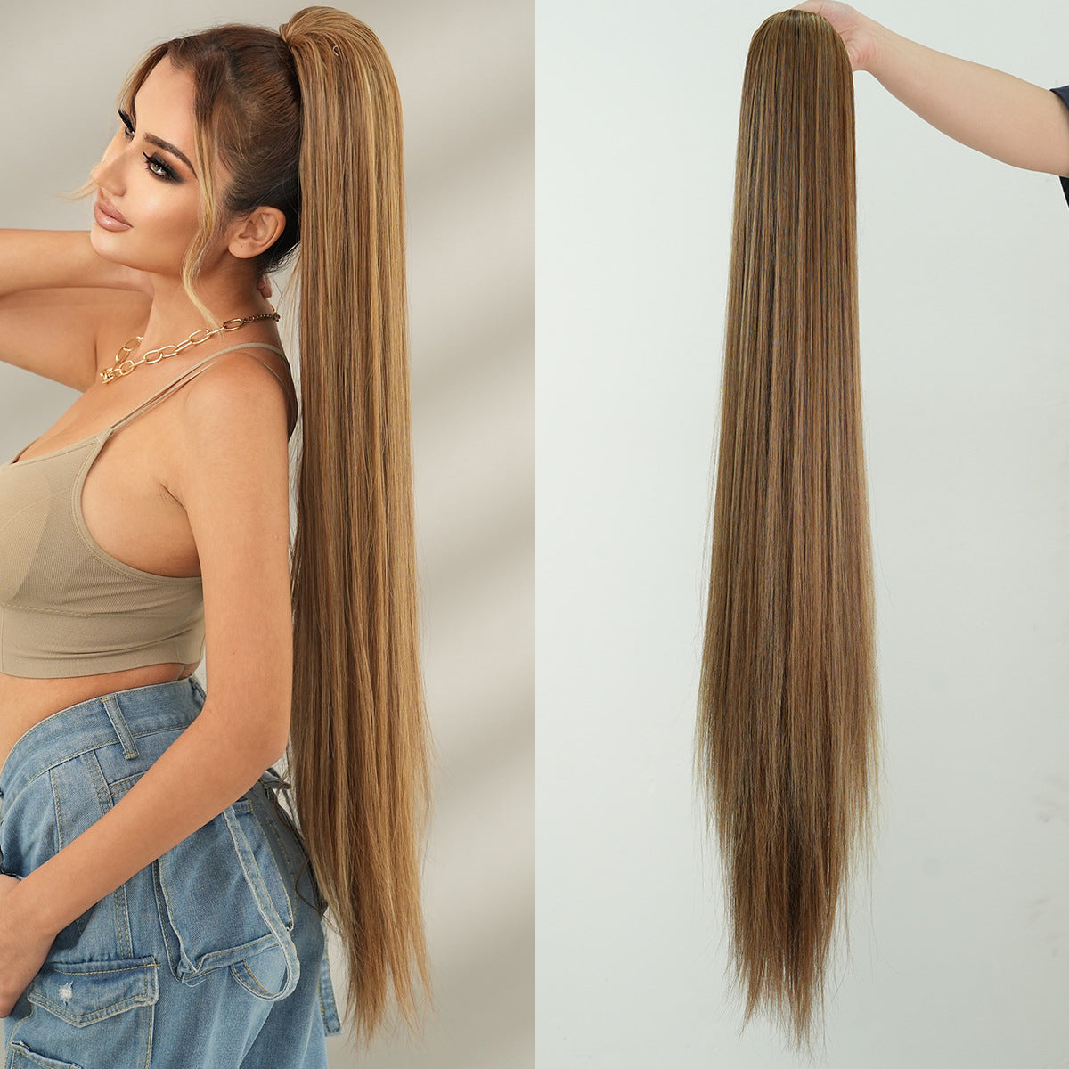 Drawstring Net Pocket Elastic Fashion Soft Hair Extension Wig Ponytail