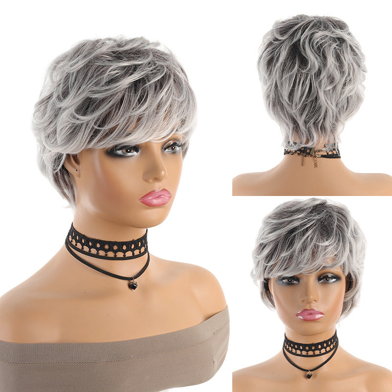 Fashion Female African Fluffy Head Cover Chemical Fiber Wig Short Curly Hair