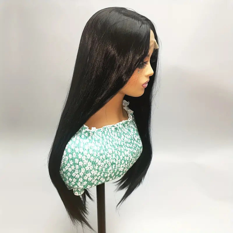 Women's Fiber Hair Front Lace Head Cover Long Straight Wig