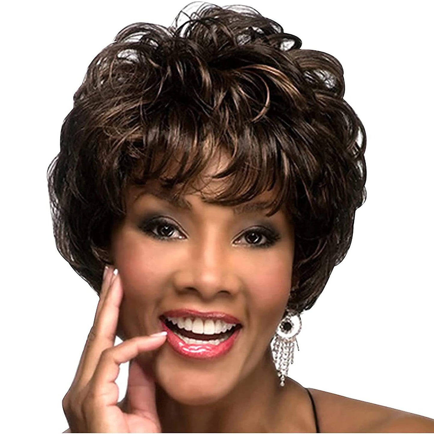 Women's & Men's Fiber Chemical Universal Head Cover Wig Short Curly Hair