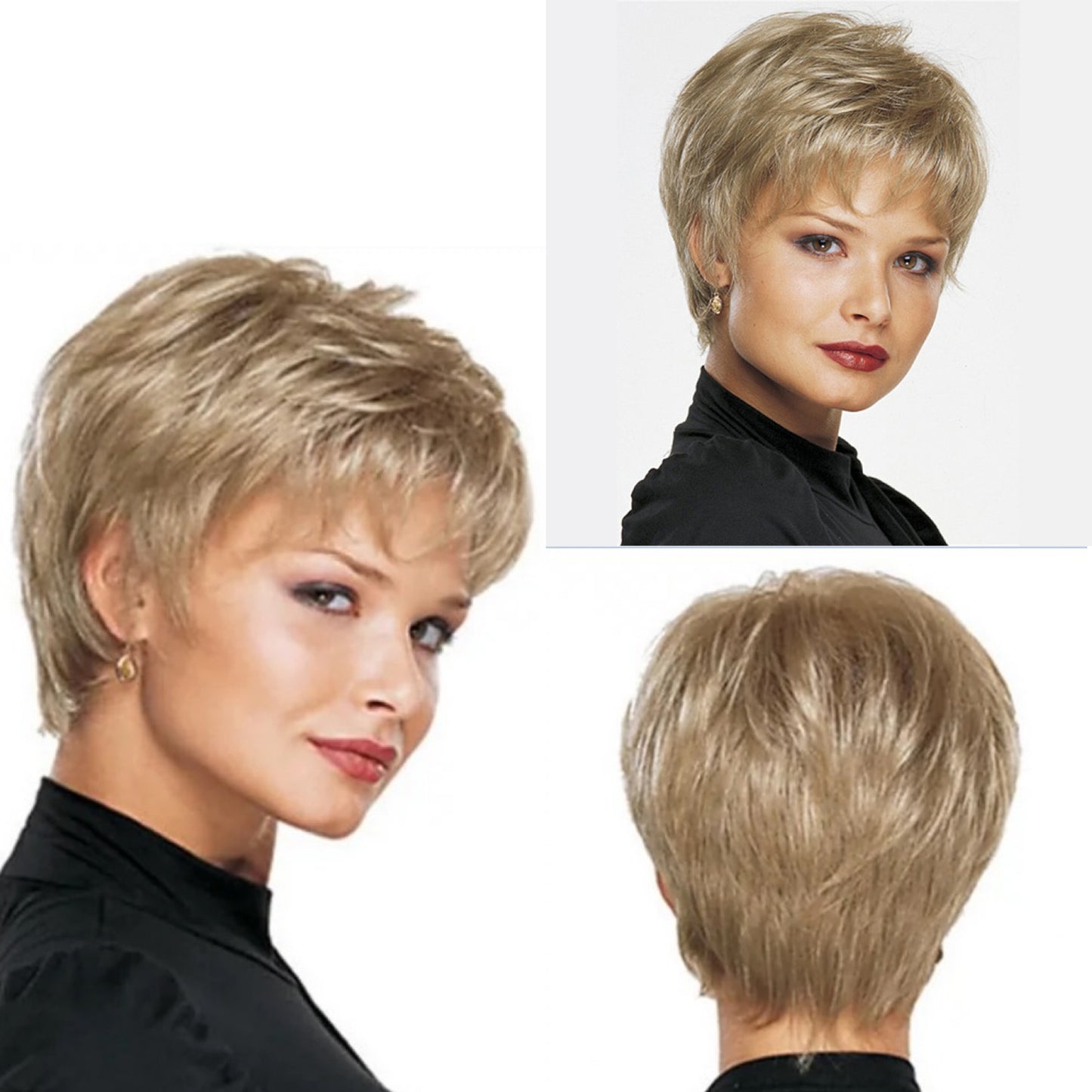 Women's Small Head Cover Black Rose Net Wig Short Curly Hair
