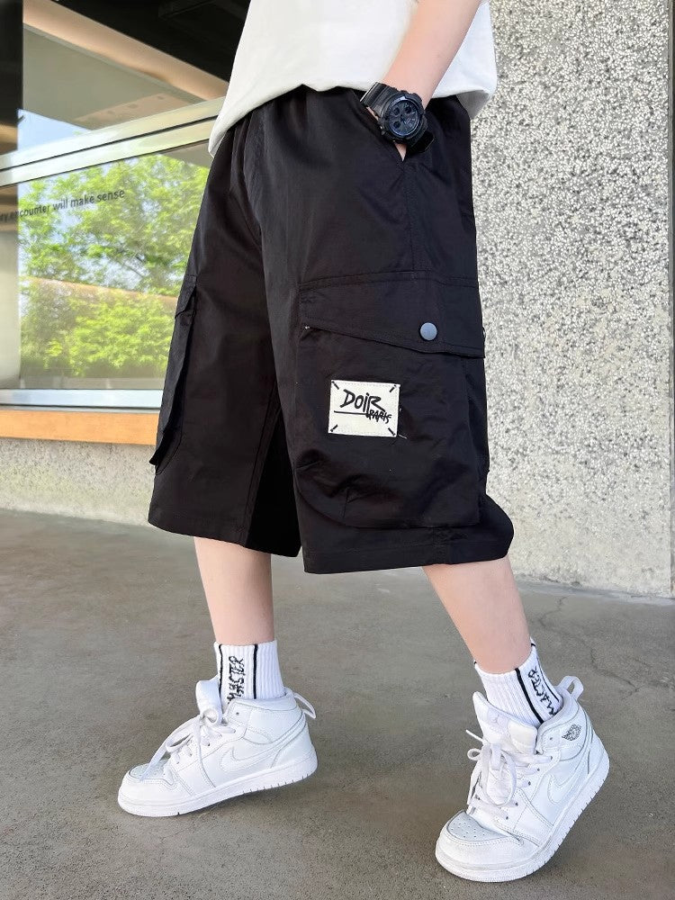 Children's Overalls Cotton Cropped Shorts Medium Large Summer Thin Children's Pants