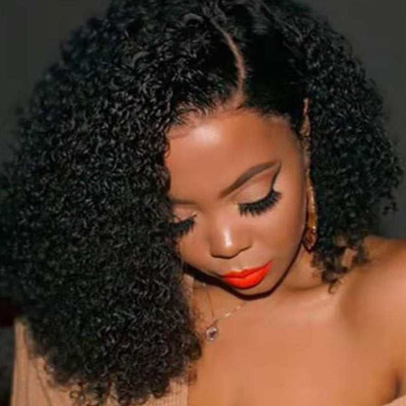 African Black Medium Small Volume Chemical Wig Short Curly Hair