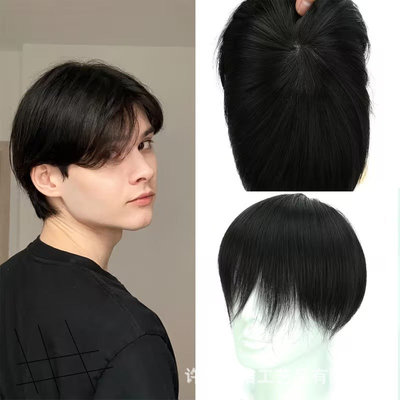 Men's Piece Short Real Handsome Natural Light Invisible Shape Seamless Men's Wig