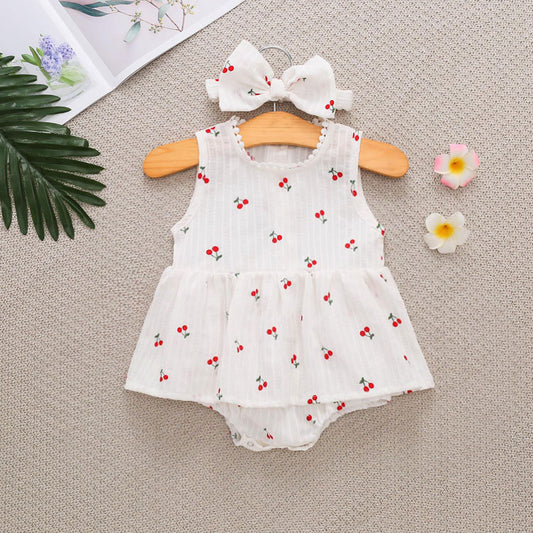 Printed Cherry Vest Triangle Rompers Korean Style Th Day Lace Jumpsuit, Climbing Suit