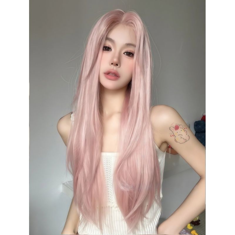 Women's Bangs One-word Forehead Lace Imitation Full Real Long Straight Wig