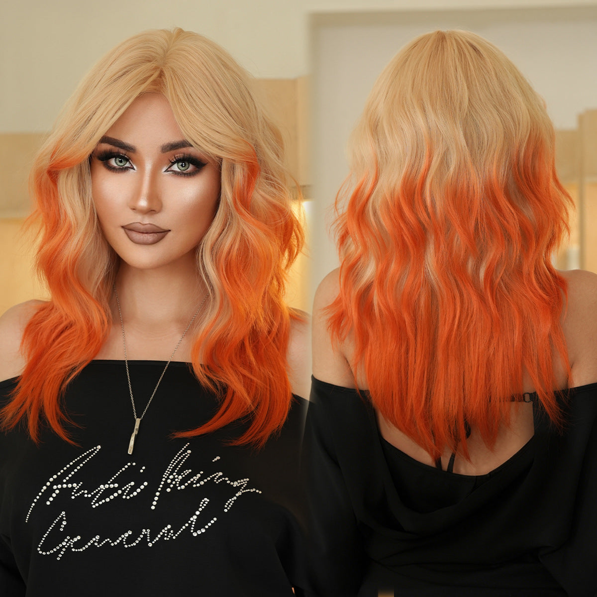 Wavy Orange Female Bangs Food For Halloween Wig Short Curly Hair