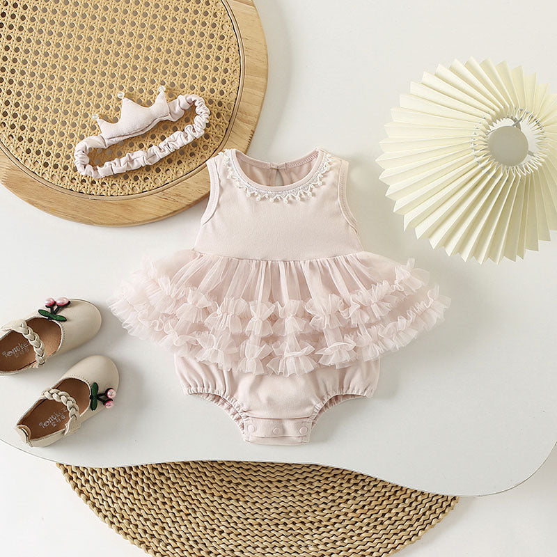 Children's Summer Clothing Jumpsuit Princess Style Rompers Crown Jumpsuit, Climbing Suit