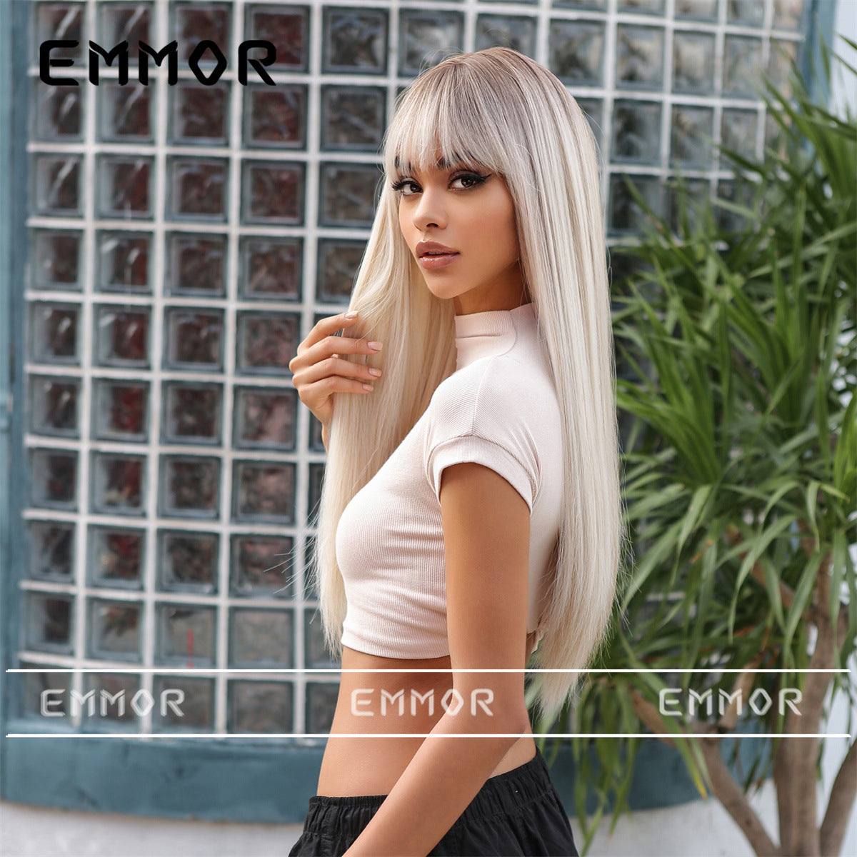 Female Natural Hair Full Top Fluffy Gradient Long Straight Wig