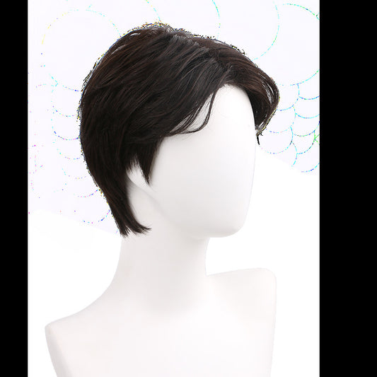 Men's Korean Style Handsome Bangs Fluffy Natural Realistic Invisible Seamless Human Men's Wig
