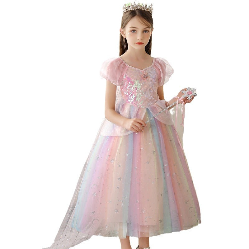 Children's Style Princess Little Super Fairy Fashion Rainbow Skirt Children's Dress