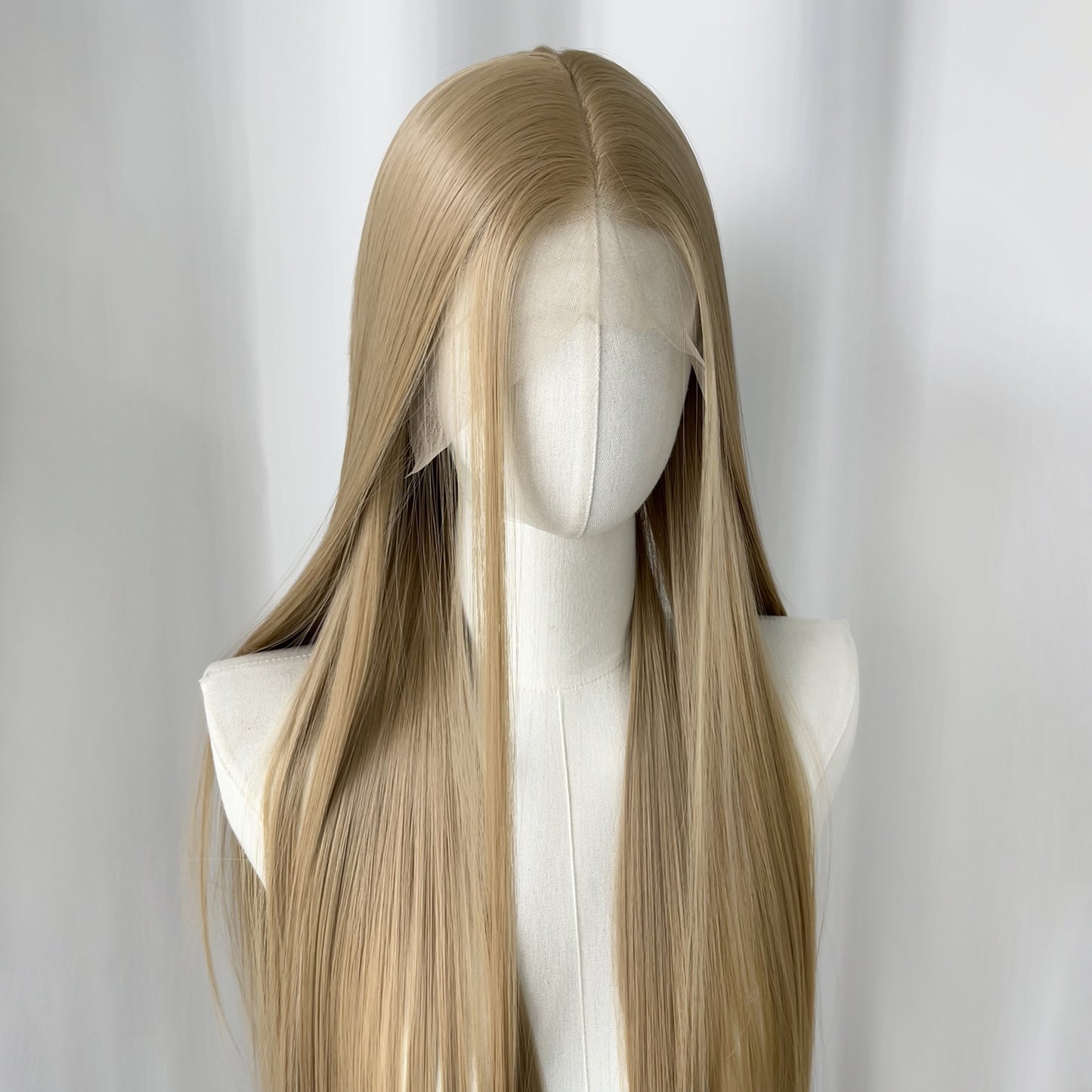 Hand Crochet Head Cover Embryo Crocheting Forehead Lace Free Long Straight Wig