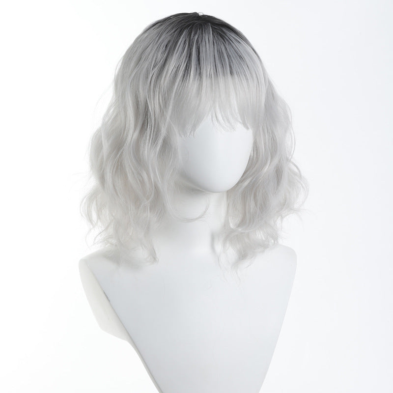 Micro Roll White Short Hair Rose Net Egg Gradient Daily Other Wig