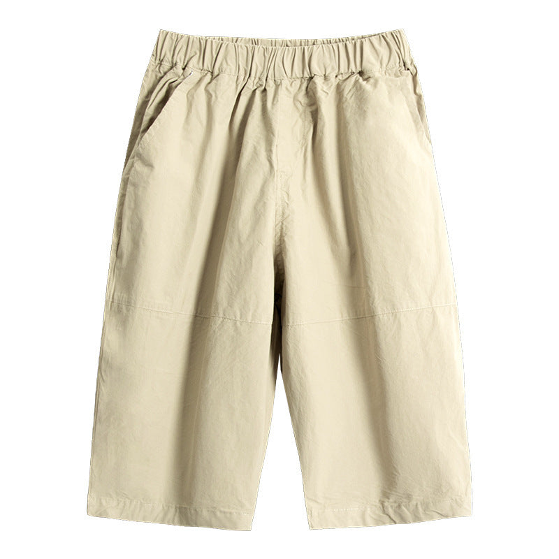 Older Boys Black Straight Lantern Overalls Summer Loose Children's Pants