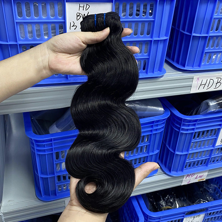 Glamorous Women's Human Weft Long Curly Real Hair Wig
