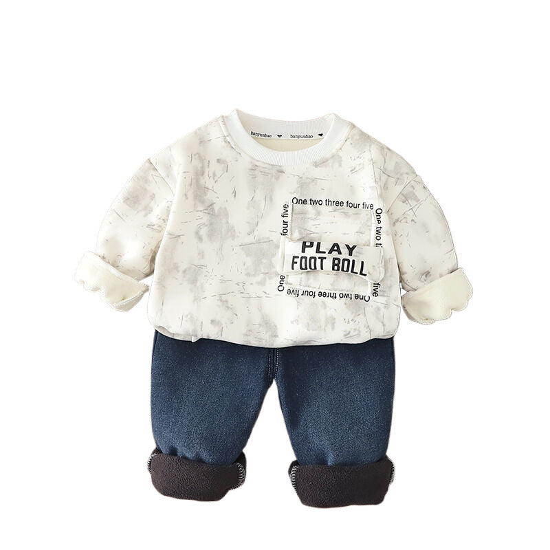 Children's Fleece Thermal Hoodie Fashionable Clothes Leisure Children's Suit