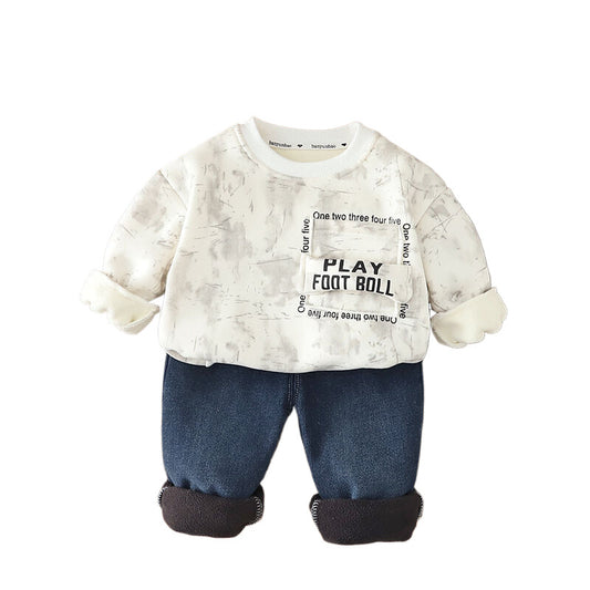 Children's Fleece Thermal Hoodie Fashionable Clothes Leisure Children's Suit