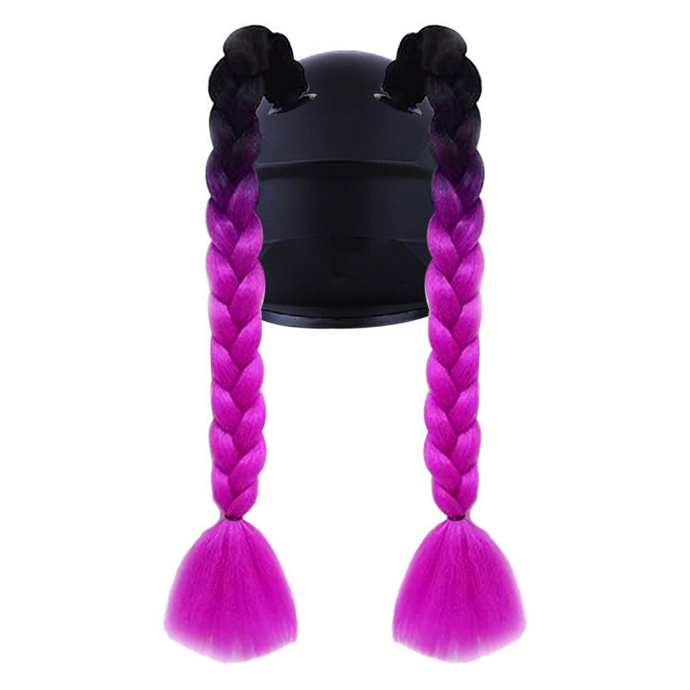 Helmet Braid Color Double Twist Decoration Electric Wig Ponytail