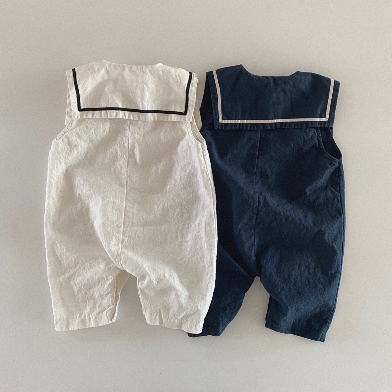 Women's & Men's Summer Thin Sailor Collar Romper Bag Jumpsuit, Climbing Suit