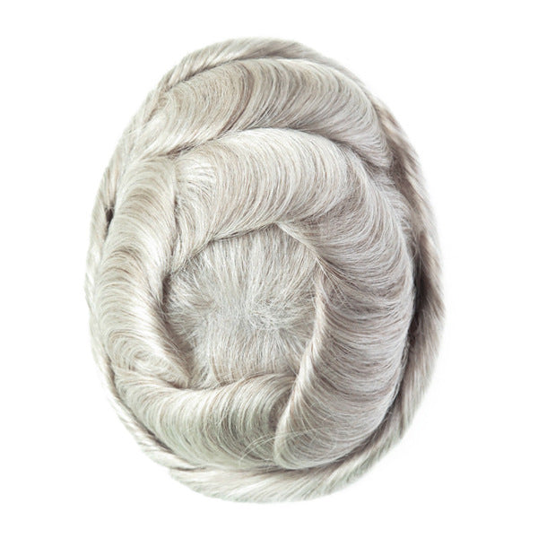 Men's Leather Hand Crochet V Needle Hairpiece Men's Wig