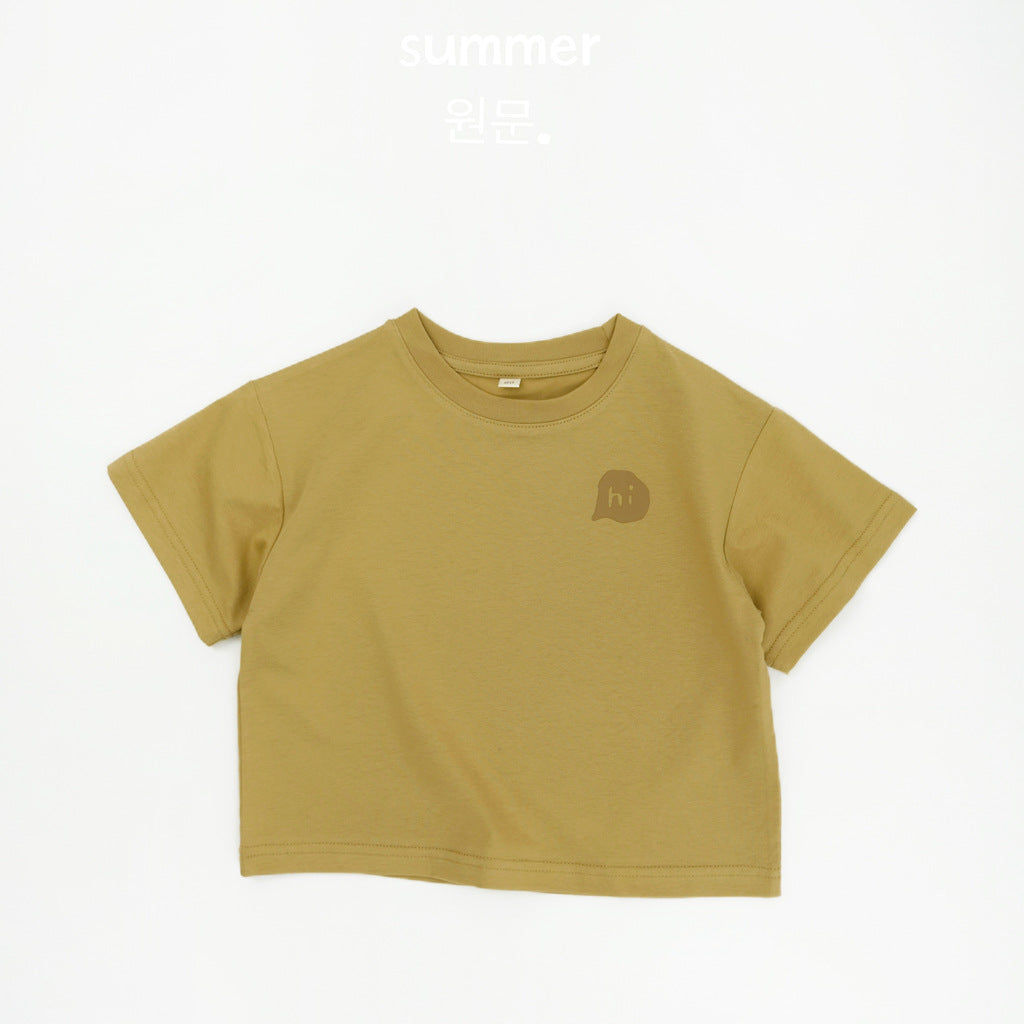 Children's Clothes For Boys Korean Style Fresh Letters Half Sleeve Shirt Children's T-shirt