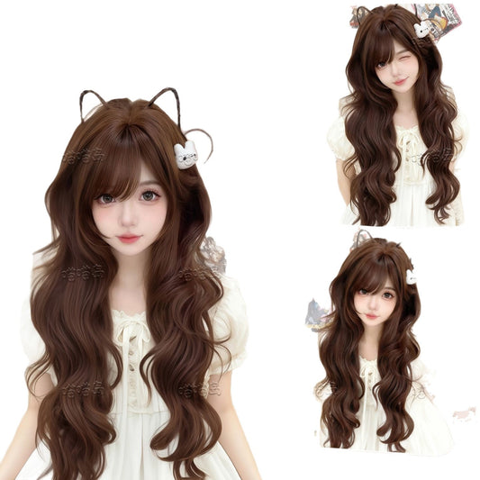 Chocolate Color Big Wave Curly Hair Wig Long Curls