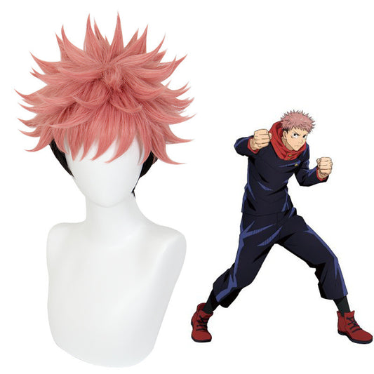 Battle Tiger Stick Black Pink Color Matching Cos Wig