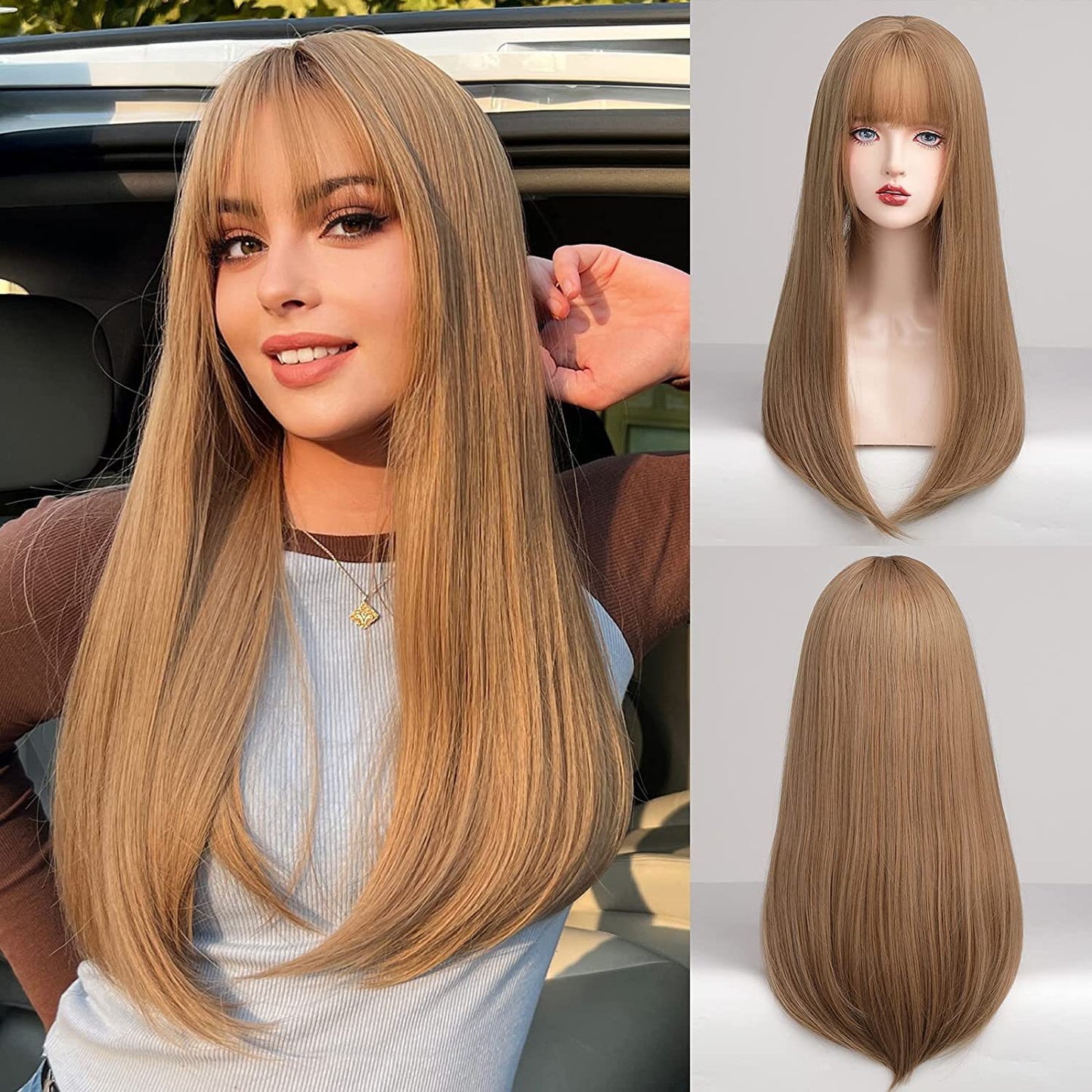 Unique Fashion Air Bangs Head Cover Long Straight Wig
