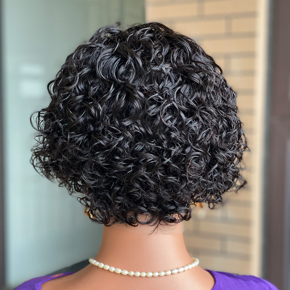 Curly Front Lace Human Wigs Headgear Real Hair Wig