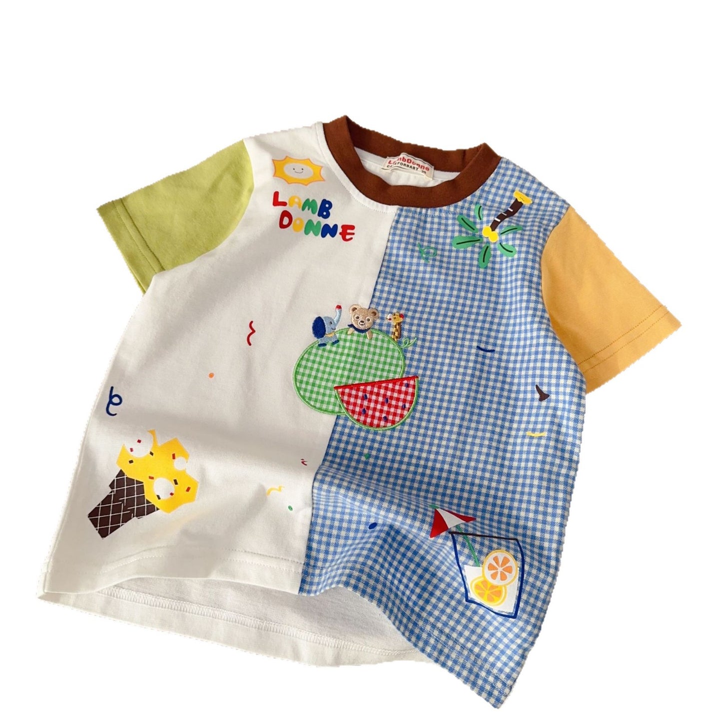 Children's Summer Short-sleeved Round Neck Cartoon Embroidery Children's T-shirt