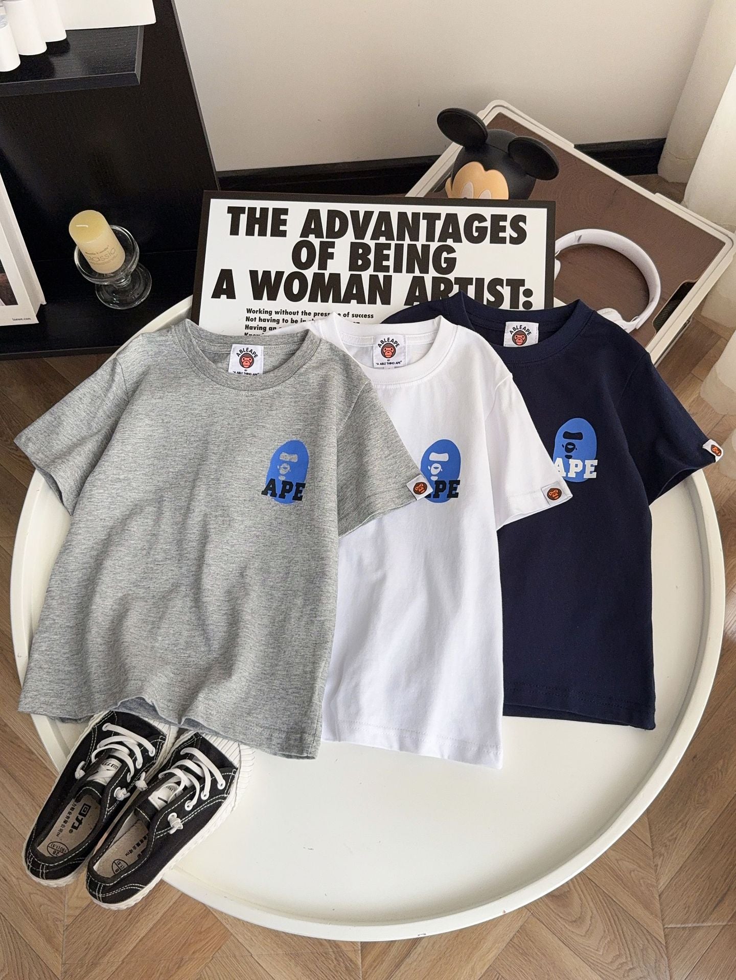 Children's Loose Cartoon Printed Korean Casual Sport Letters Cotton Children's T-shirt