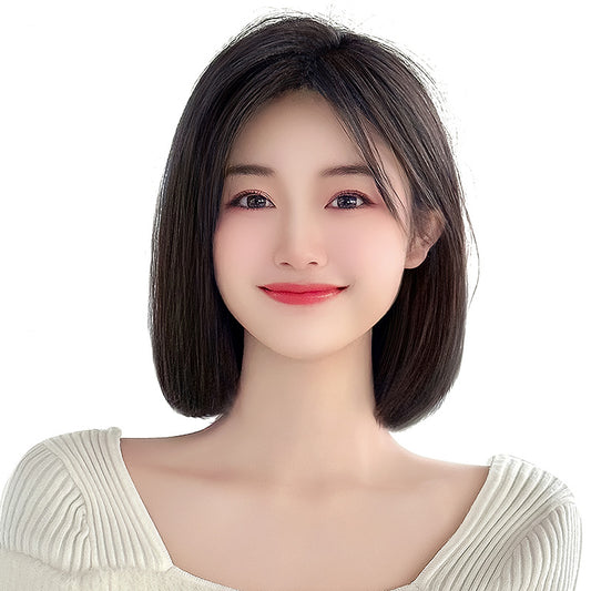 Light Bangs Set Female Real Hair Head Increase Volume Replacement Wig