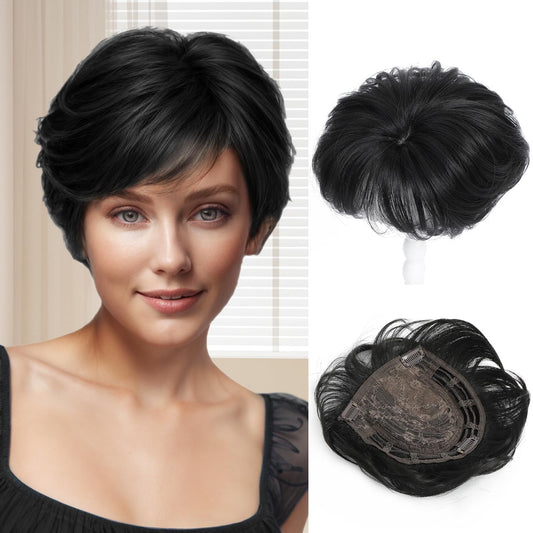 Women's Piece Head Hairpiece Chemical Fiber Increase Cover Wig Short Curly Hair