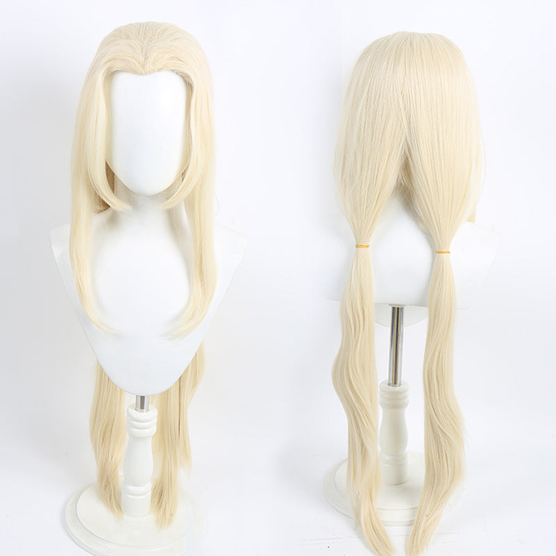 Programmatic Light Golden Beauty Pointed Double Ponytail Anime Long Hair Cos Wig