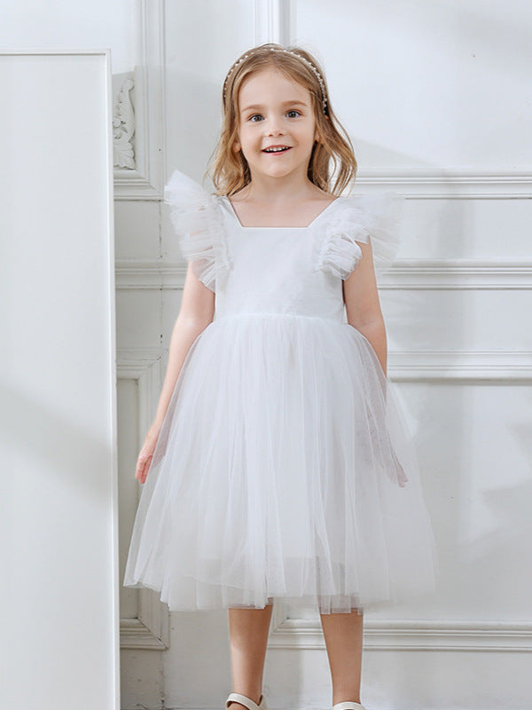 Children's Flying Sleeves Princess Flower Costume Shirt Tulle Children's Dress