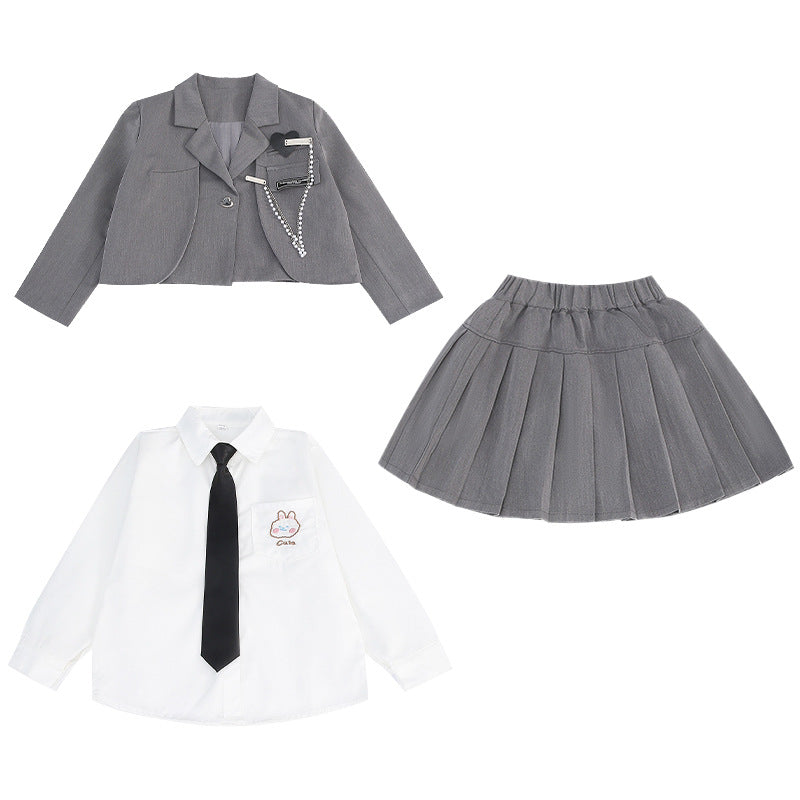 Children's Style Preppy Autumn Clothes Uniform Skirt Primary Children's Suit