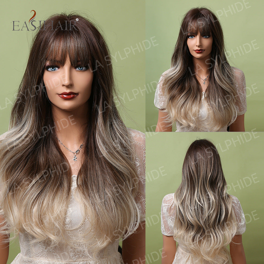 Color Hair Air Bangs Female Mechanism Whole Head Long Straight Wig