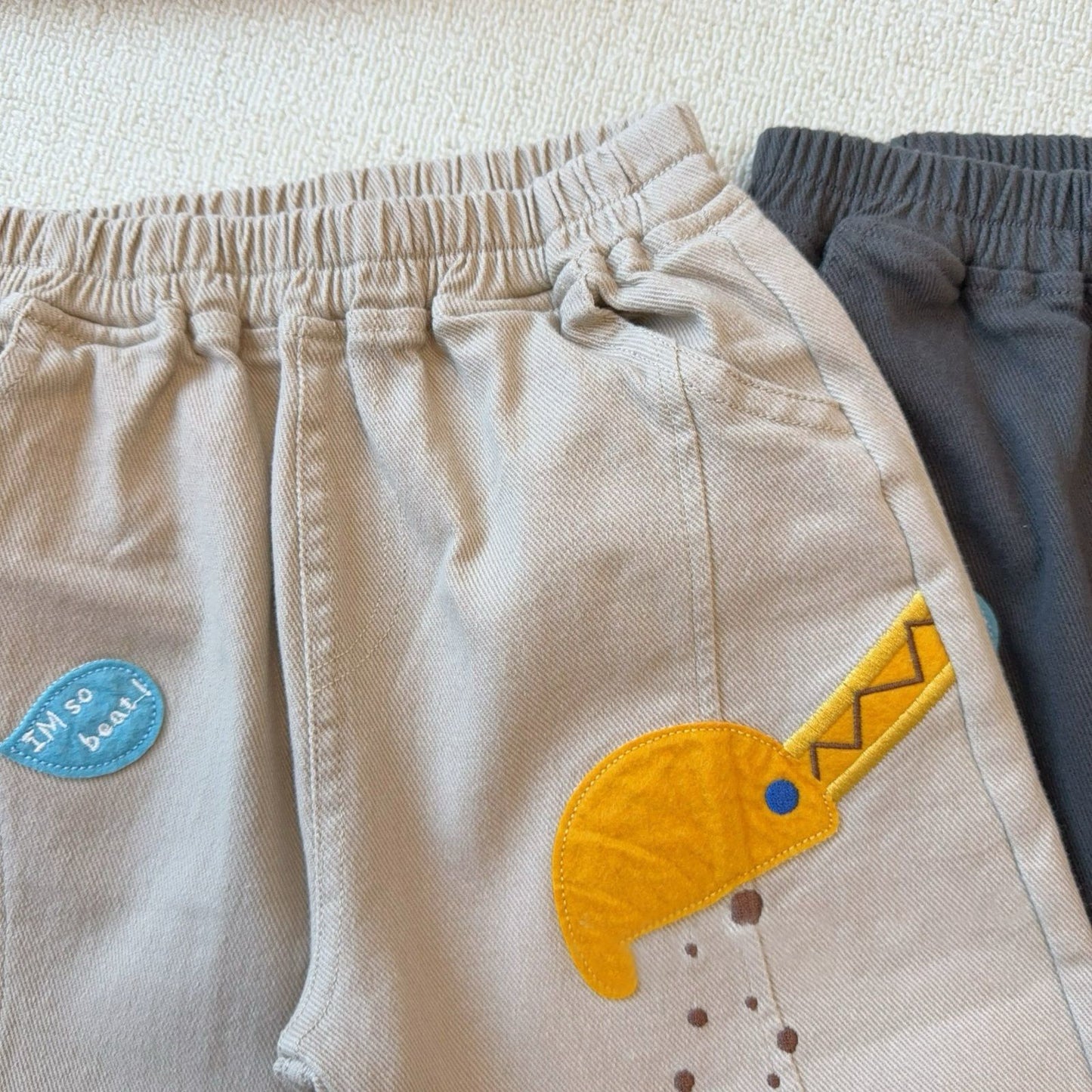 Children's Cartoon Excavator Trousers Cute Woven Boy's Children's Pants