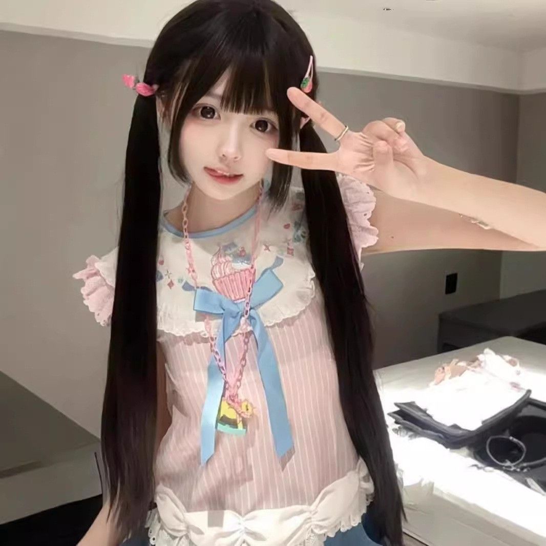 Fluffy Full Top Natural Seamless Young Long Straight Wig
