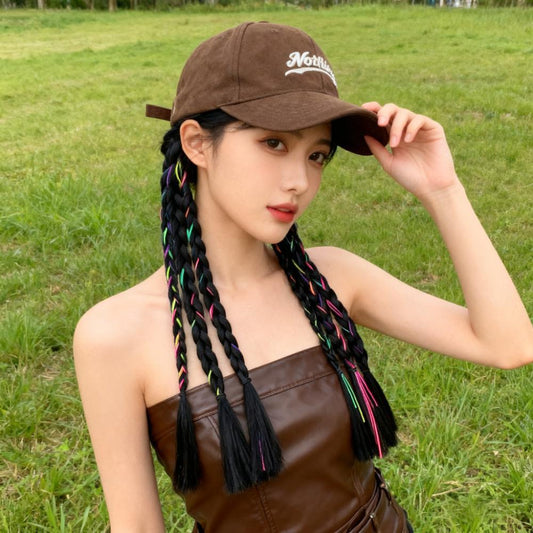 Peaked Cap Twist Braid Fashion Sweet Cool Hot Boxing Wig Ponytail