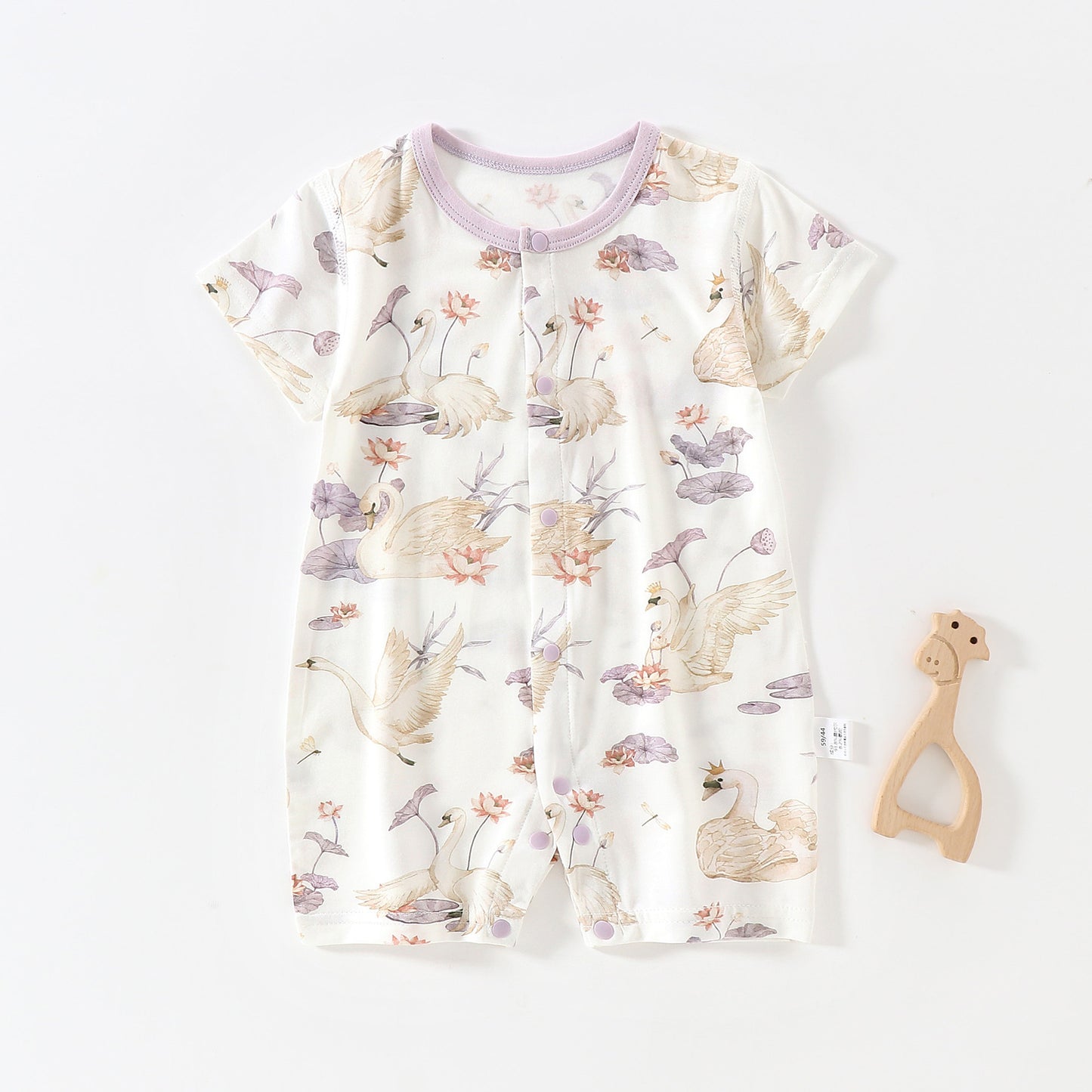 Babies Summer Thin Modal Jumpsuit Cool Breathable Pajamas Short-sleeved Jumpsuit, Climbing Suit