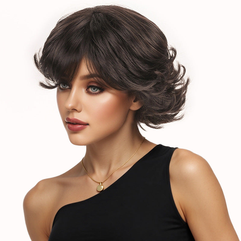 Women's Real Fashion Mom Trendy Set Natural Wig Short Curly Hair