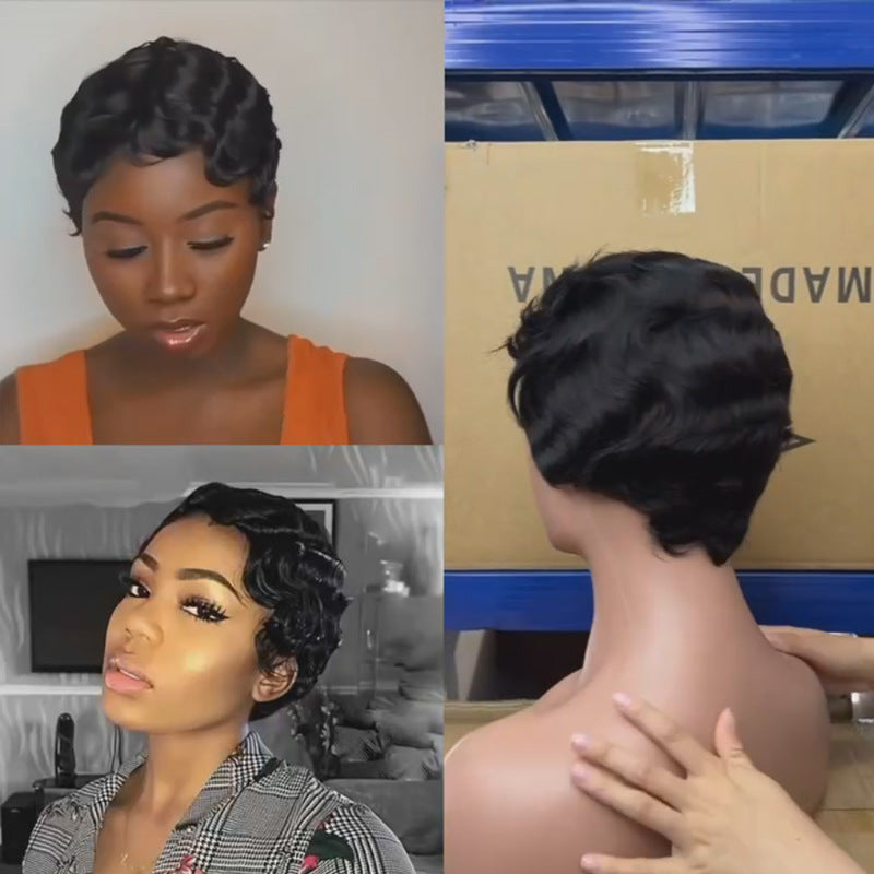 Casual Graceful Female Real Retro Style Wig Short Curly Hair