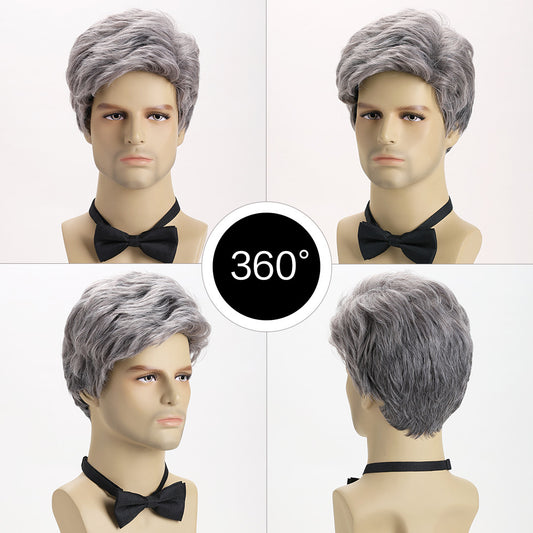 Men's Synthetic Wigs Fashion Sier Gray Short Hair Men's Wig