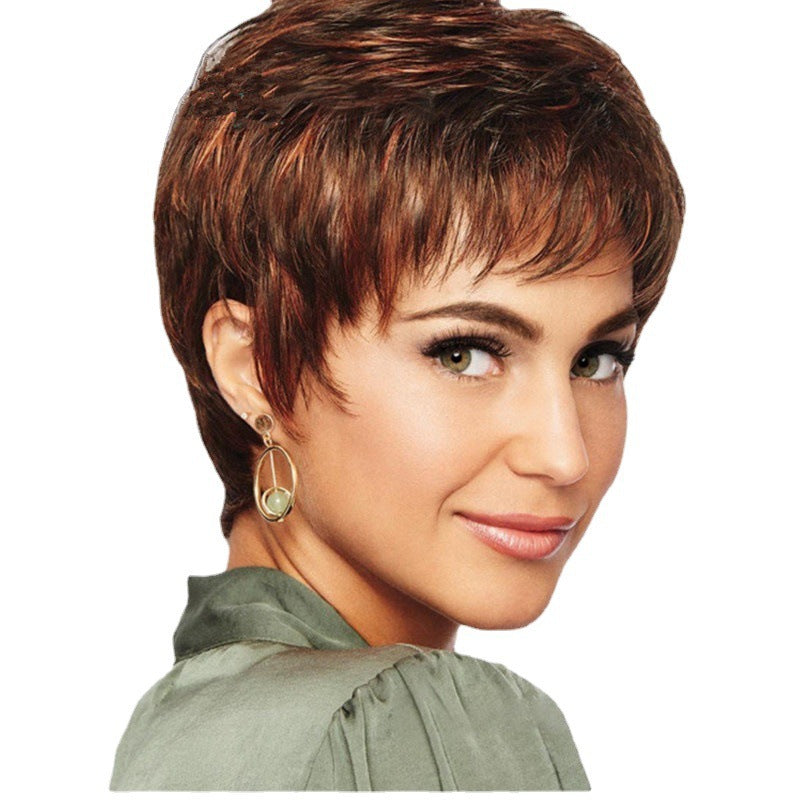 New Women's Fiber Chemical Head Cover Wig Short Curly Hair