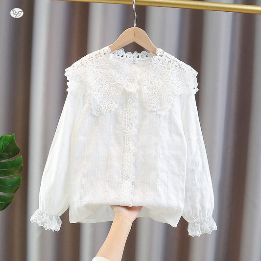 Children's Doll Collar Loose Long Sleeve Underwear White Blouse Children's Shirt